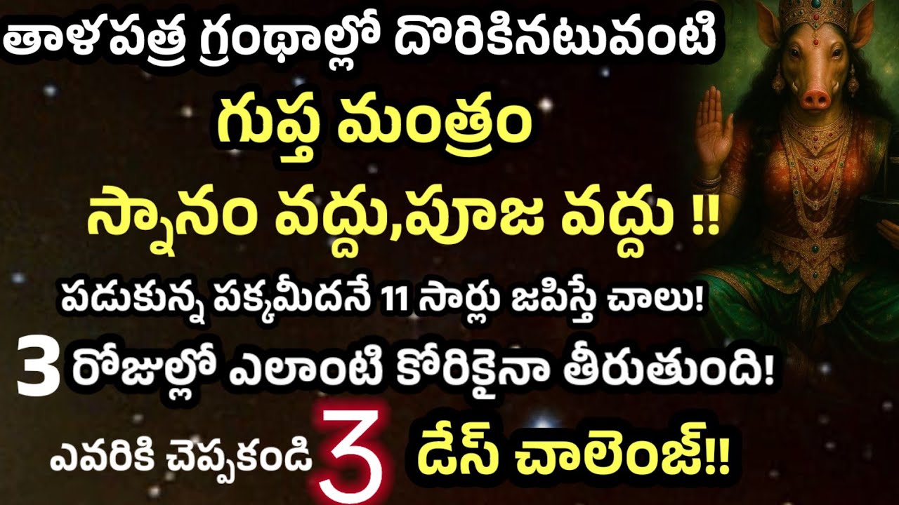 తాళపత్ర గ్రంథాల్లో దొరికినటువంటి గుప్త మంత్రం స్నానం పూజ వద్దు పడుకున్న పక్క మీదనే 11 సార్లు చాలు 