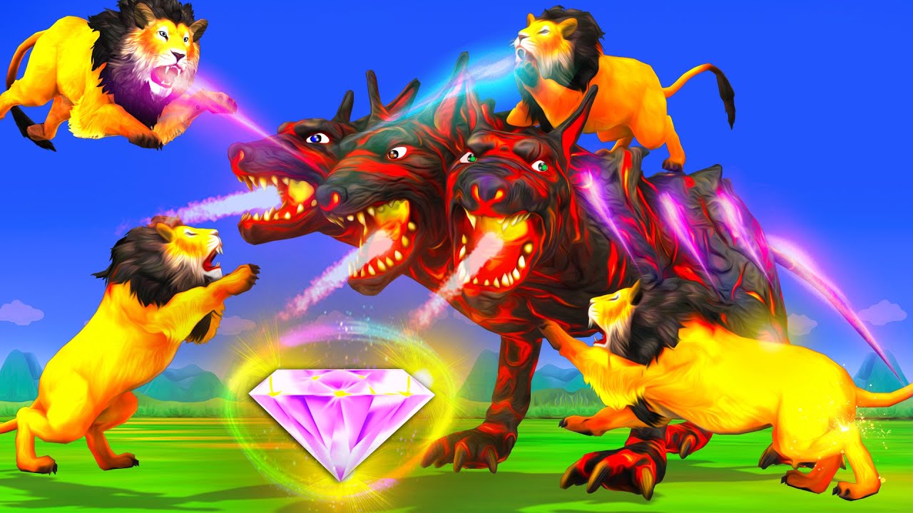 जादूई विशाल शेर मणि और भयानक तीन सिर वाला कुत्ता का अंत Magical Giant Lion & the 3 Headed Dog Story