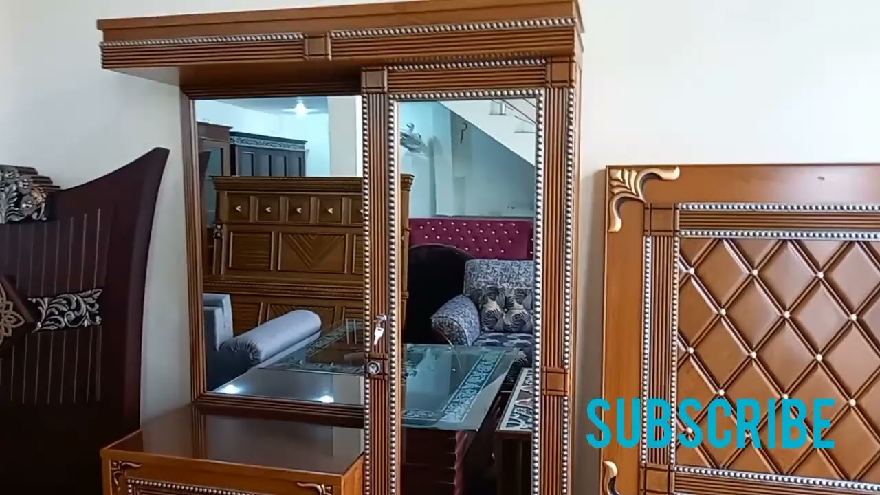 complete wooden bed set with glass side tables - bed design 2022