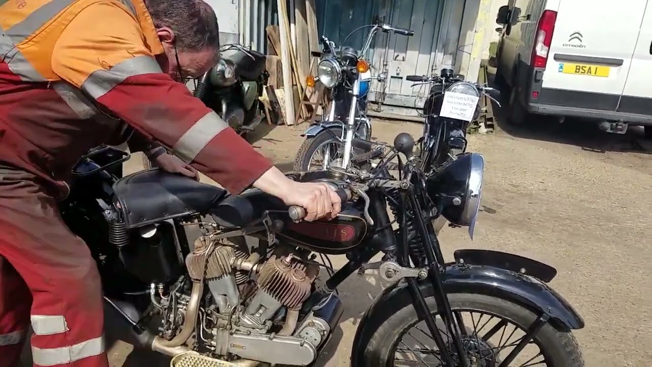 1929 AJS Model M2 1000cc at Andy Tiernans #08456AJS