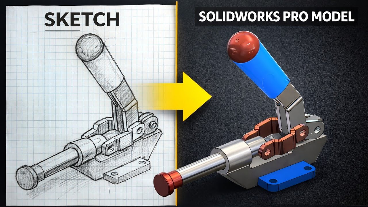 Sketch to 3D: Toggle Clamp Mechanism in SolidWorks