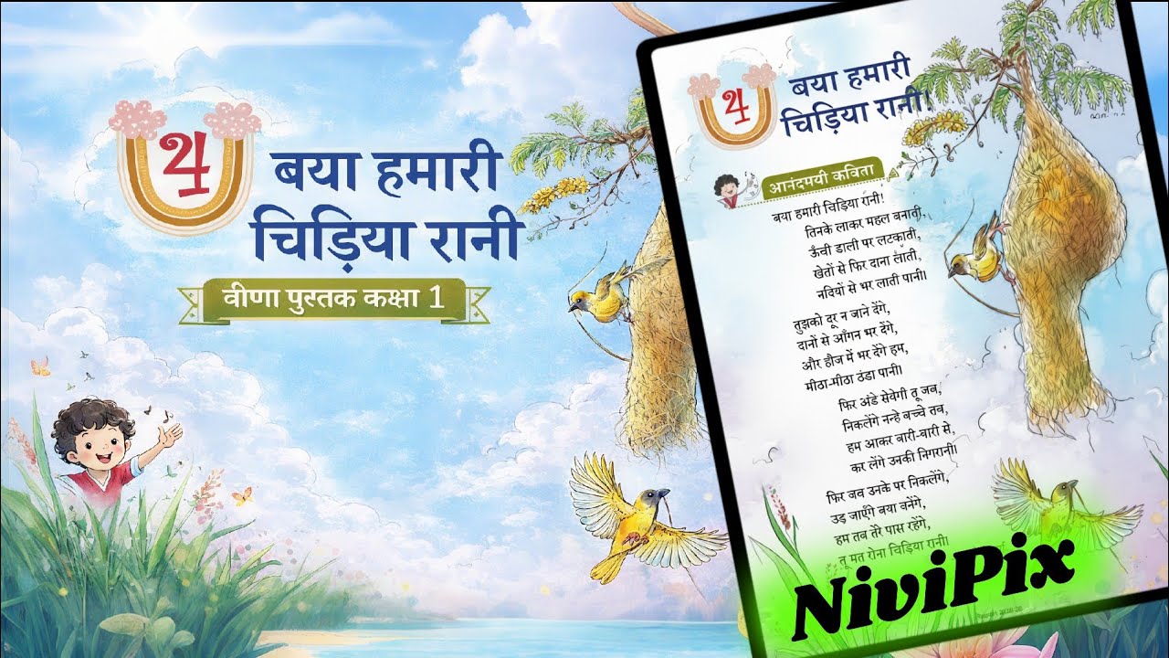 बया हमारी चिड़िया रानी | वीणा पुस्तक कक्षा 3 | सुंदर कविता पाठ | Class 3 Hindi Poem