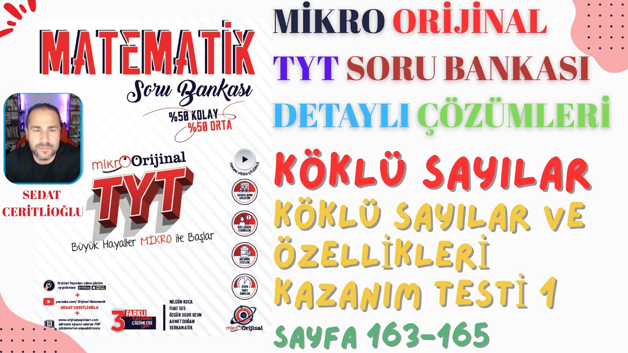 2026 MİKRO ORİJİNAL TYT SORU BANKASI ÇÖZÜMLERİ SYF163-165 #orijinalmatematik #mikroorijinal #yks2026