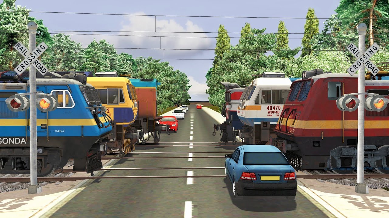 6 Trains Crossing Back to Back at Railroad Crossing | Trains at Railgate – Train Simulator 2022