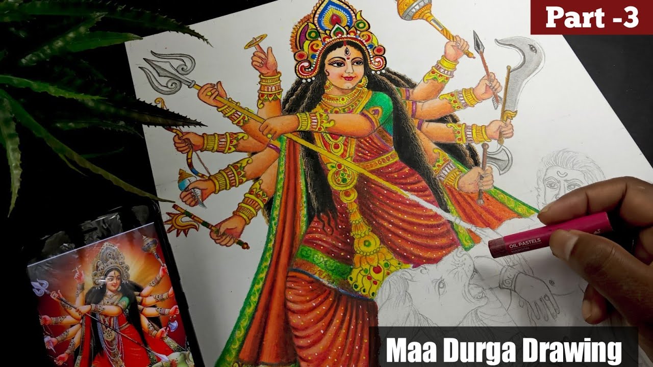 Maa Durga Drawing / Durga Mata ki Drawing /How to draw Durga Maa / Durga Puja Drawing