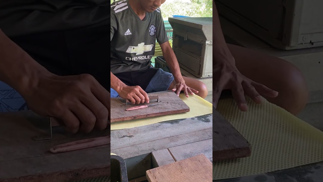 Cut the wax into pieces and use it to make beehives.
