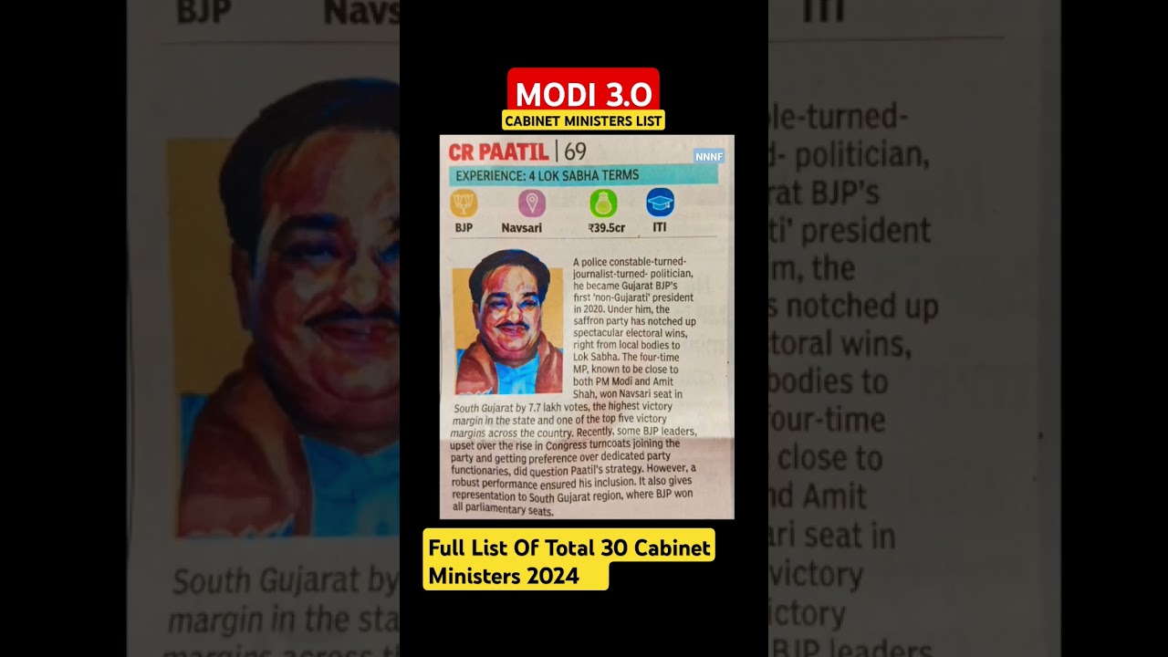 MODI 3.O || FULL LIST OF 30 CABINET MINISTERS 2024 | #nda #bjp #government #shorts #news #song