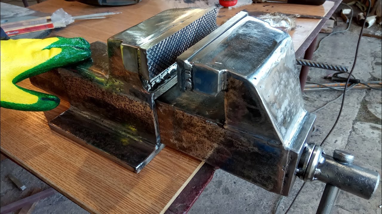 Крутая самоделка, супер мощные тиски. Homemade bench vise