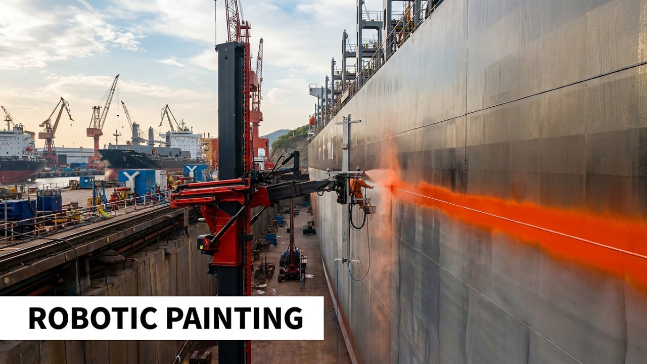 Robots Painting Hull in IMC Shipyard