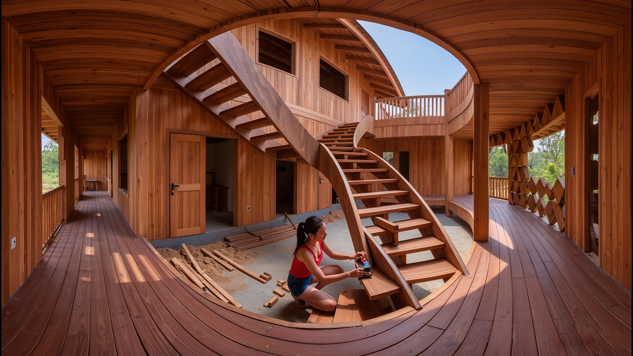 Talented girl secretly builds her dream wooden villa in 160 days.| by @La Minh Ngoc