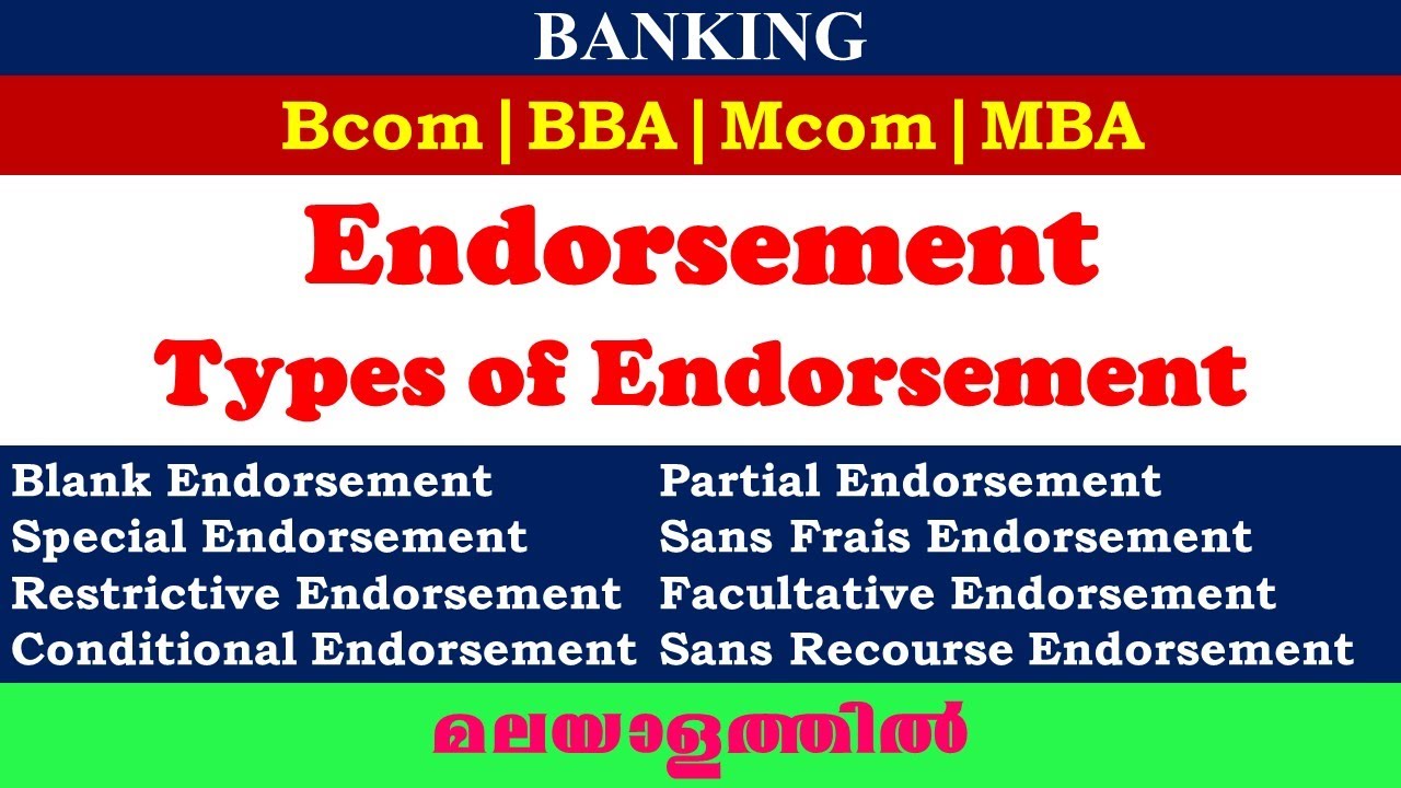 Endorsement|Types of Endorsement|Negotiable instrument|Bcom/BBA|Banking and Insurance