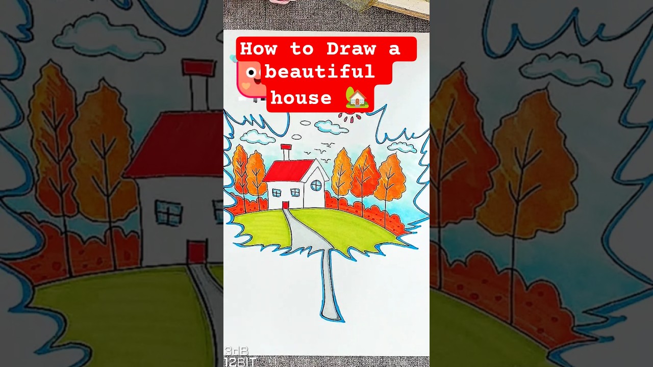 How to Draw a beautiful house 🏡 