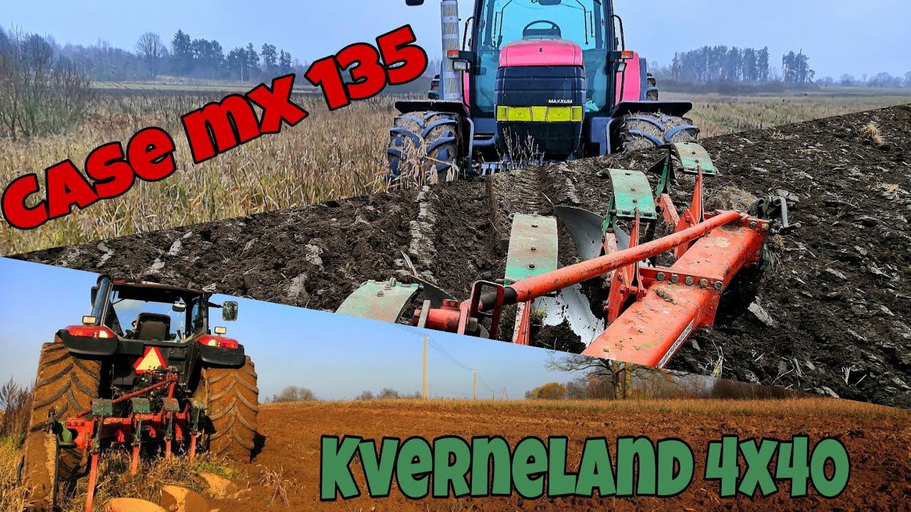 Пашем зерно.Трактор Case MX135 плуг kverneland 4x40cm.
