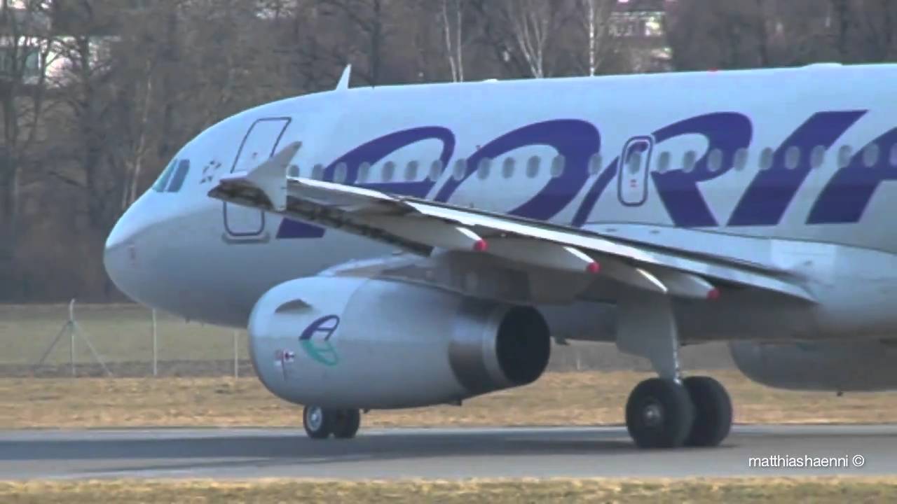 Airbus A319 Adria Airways take off in Bern-Belp!