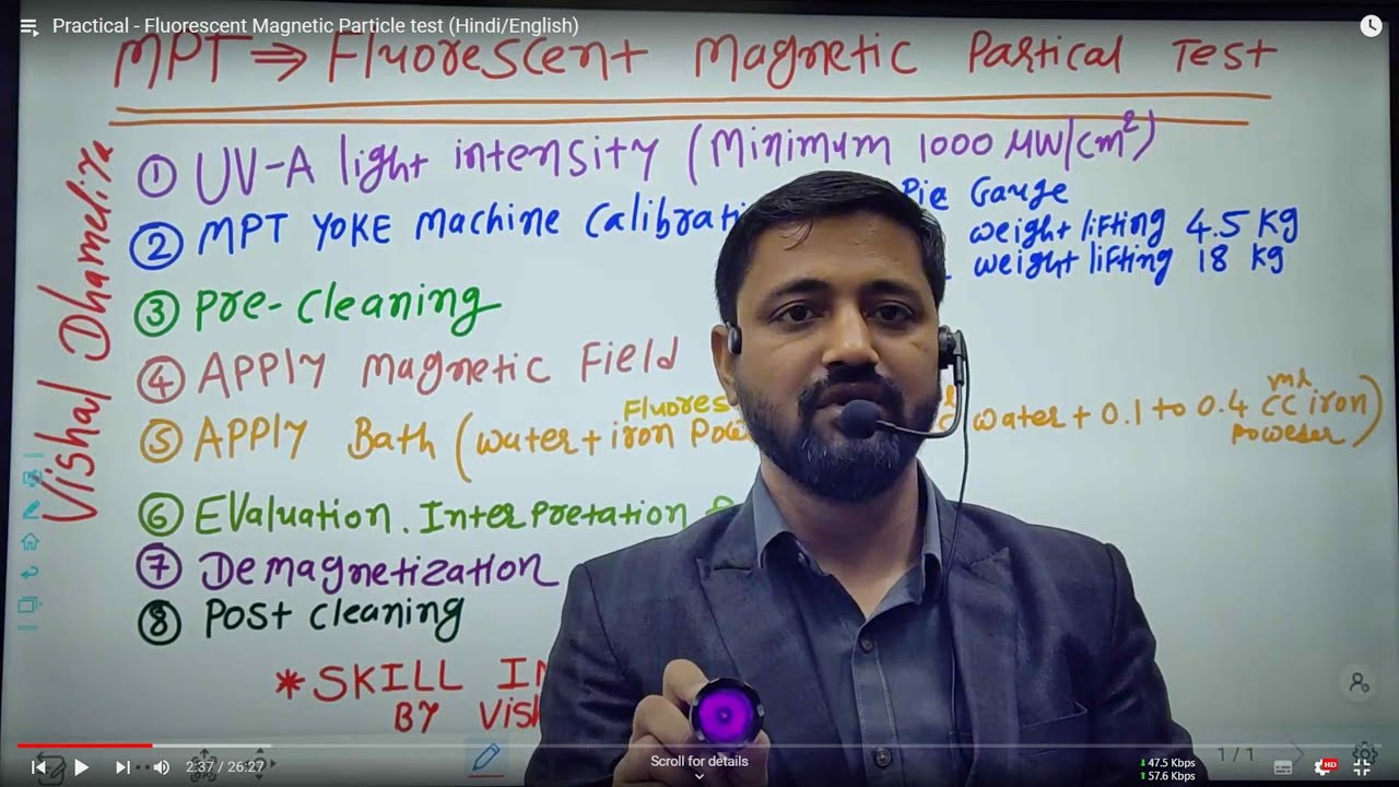 Practical - Fluorescent Magnetic Particle test (Hindi/English)