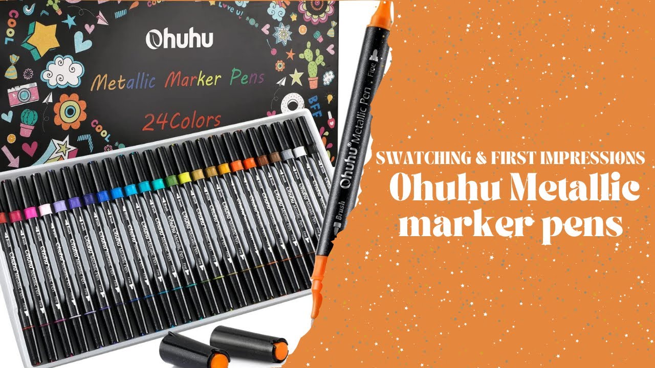 Swatching Ohuhu metallic pens. I think these are my new favorite metallic medium