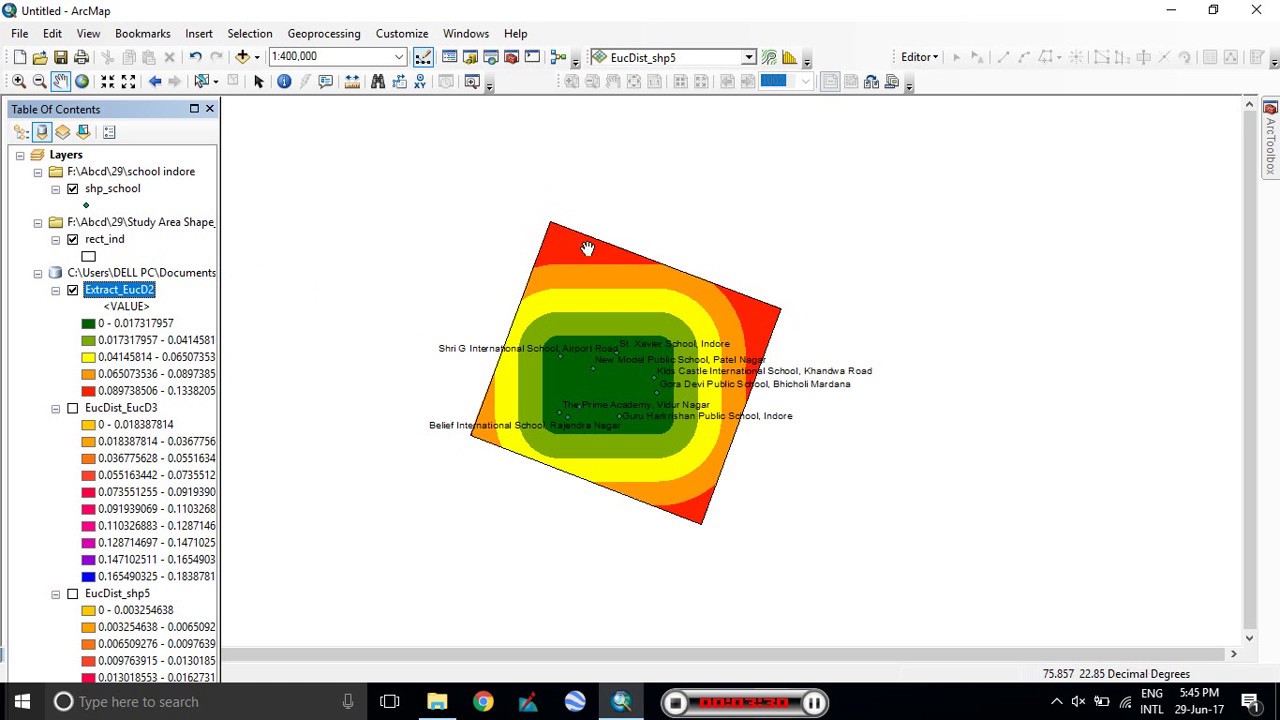 ESRI ArcGIS: Spatial Analysis: Euclidean Distance with Study Area Extent