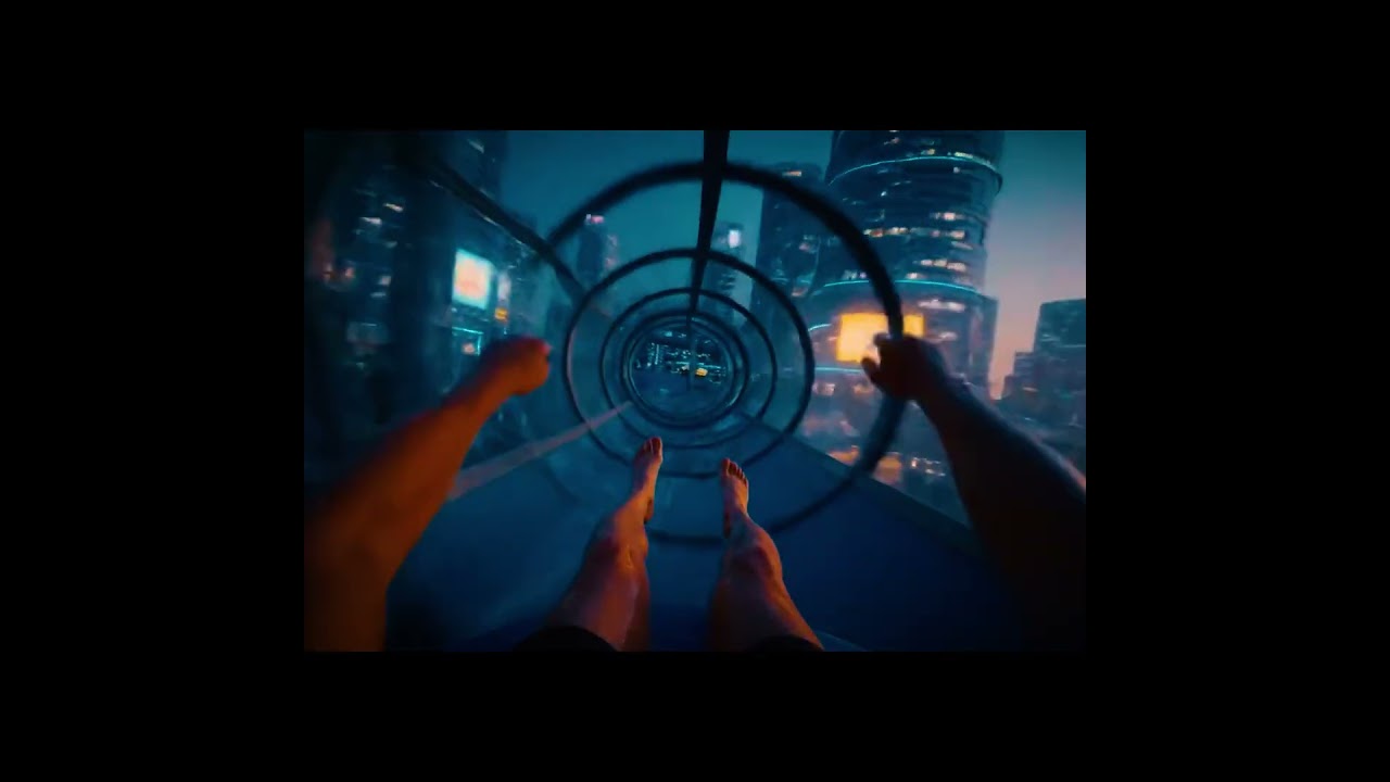 Futuristic City Waterslide POV | 4K Thrill Ride Animation