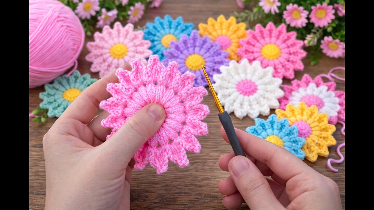 So Satisfying Crochet Flower 🌸 Easy Pattern