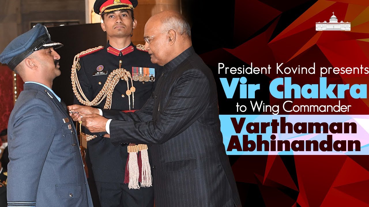 President Kovind presents Vir Chakra to Wing Commander (now Group Captain) Varthaman Abhinandan