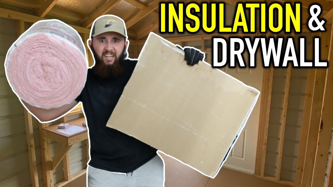 Renovating My REPO Shed: First Time Hanging INSULATION and DRYWALL