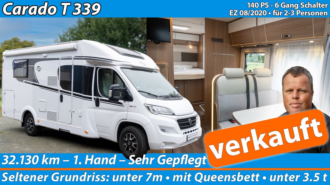 Kompakt mit Queensbett🔴Carado T339🔴Roomtour🔹gebrauchtes Wohnmobil 3,5 t, 140 PS, Solar, Sat-TV, 1.Hd