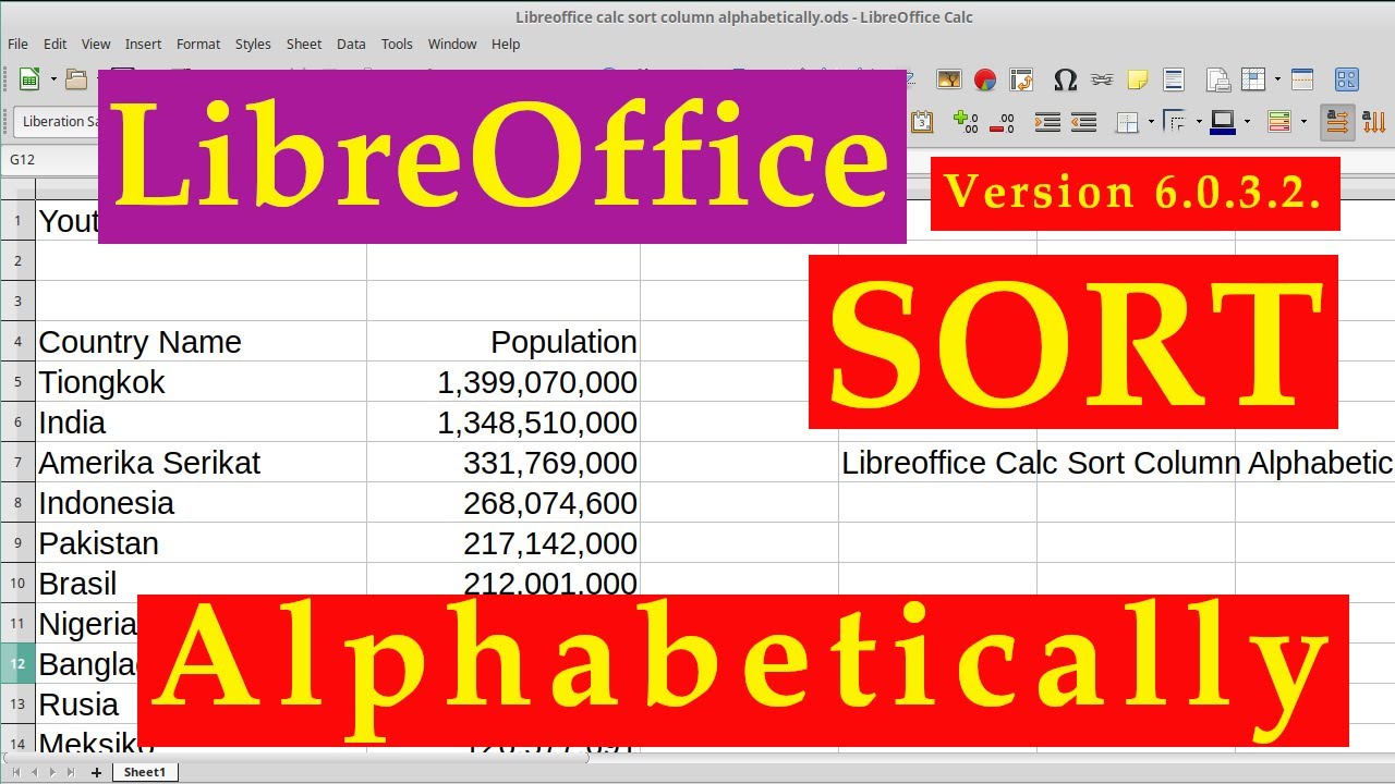LibreOffice Trainning: Libreoffice Calc Sort Column Alphabetically #libreofficecalctutorial