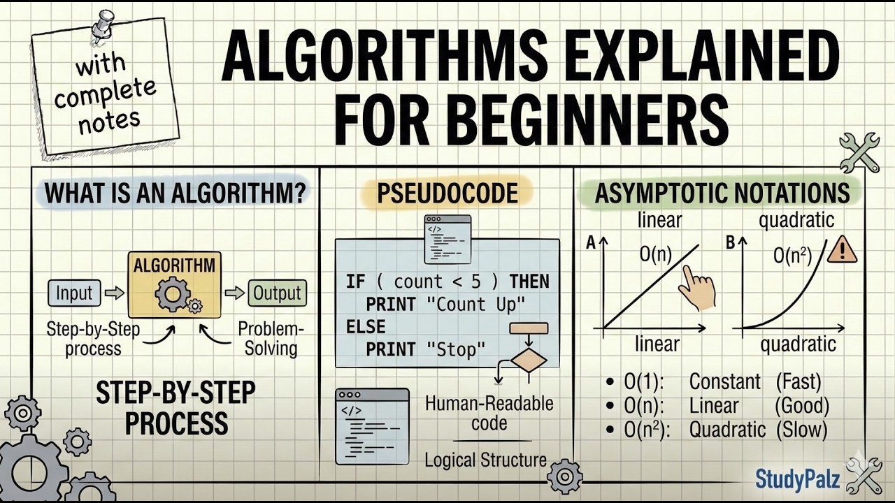 Algorithms Explained for Beginners | Introduction, Pseudocode & Asymptotic Notations | StudyPalz