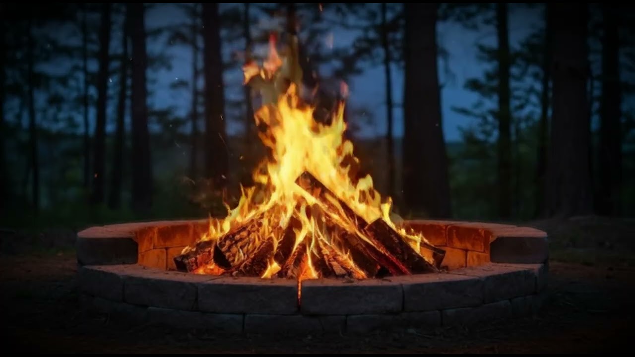 Cozy Fireplace Full HD (3 Hours), Relaxing Fireplace with Embers Under The Stars, Fireplace Burning