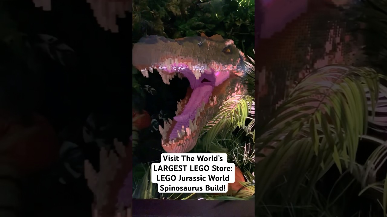 Spinosaurus attacks Worlds LARGEST LEGO Store! #lego #jurassicworld #jurassicworldrebirth #legomoc