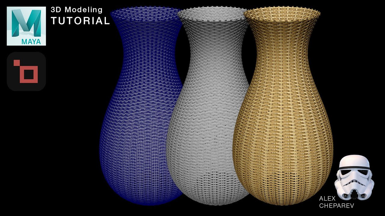 Wicker Basket / Vase 3D Modeling - Maya and Gigapixel AI