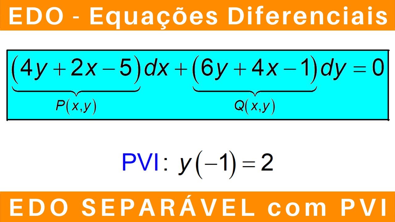 EDO: EQUAÇÕES DIFERENCIAIS ✴️ EDO SEPARÁVEL com PVI #exercícios