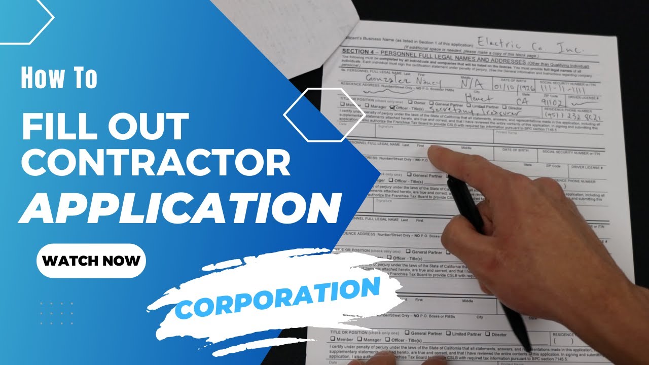 How to Fill Out the Contractor License Application | Step By Step | For Corporation (2024)