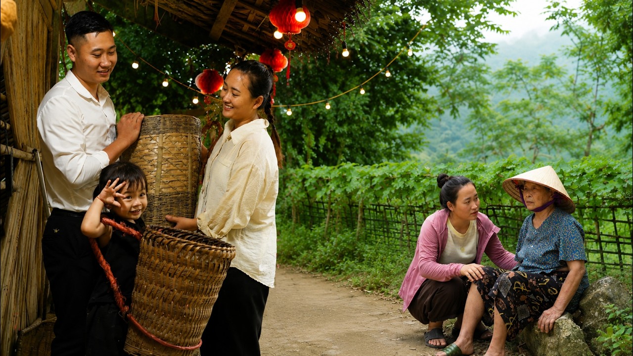 What is happening while the single mother is overjoyed to receive a gift from CEO Tuan?