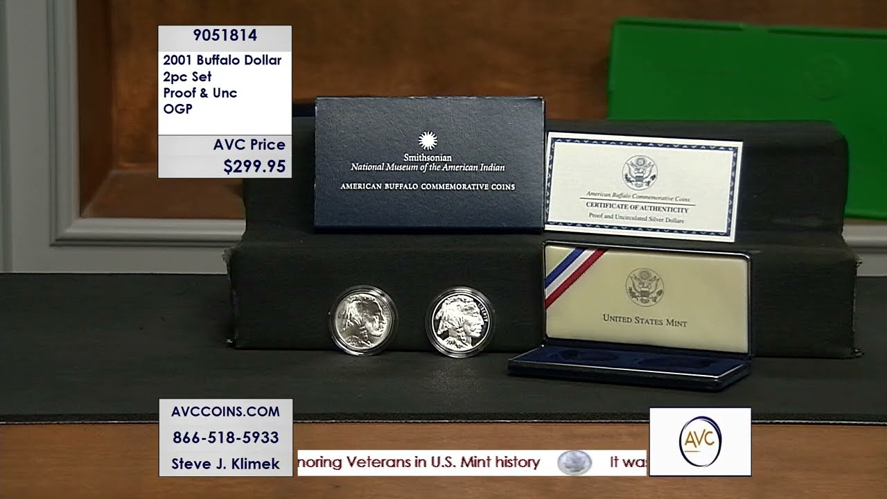 2001 Buffalo Dollar 2 pc Set ( Proof & Unc ) - OGP