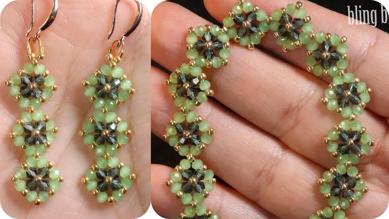 آموزش موتیف ساده و زیبا فقط با کریستال و منجوق  برای ست کامل Beading motief Quickly and easy DIY