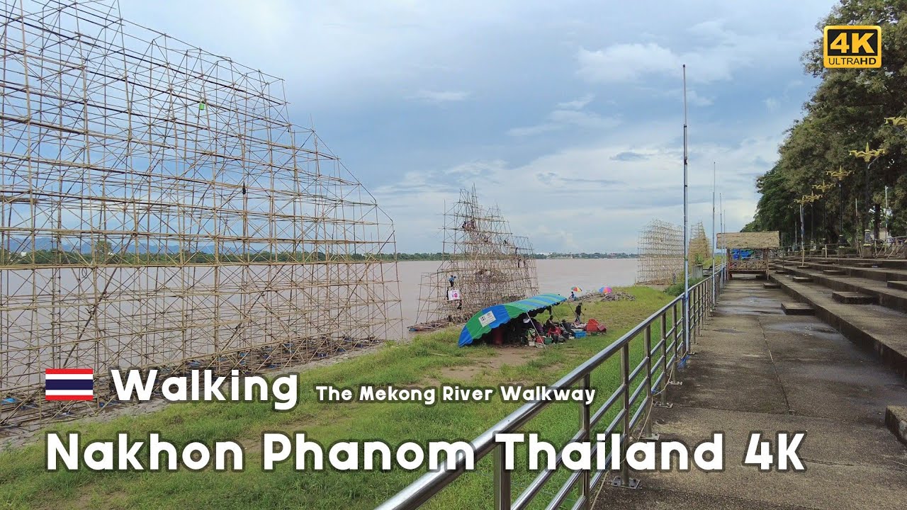 Walking 4K The Mekong River Walkway in Nakhon Phanom, Thailand 2022