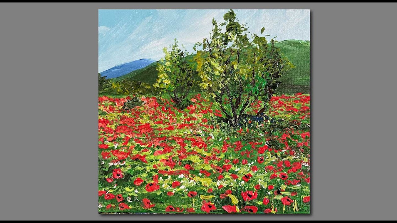 Acrylic painting techniques poppy field