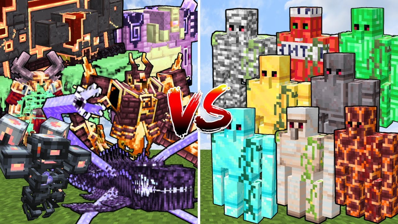 All MINECRAFT GOLEMS vs ALL L_ENDER'S CATACLYSM MOBS | Minecraft Mob Battle
