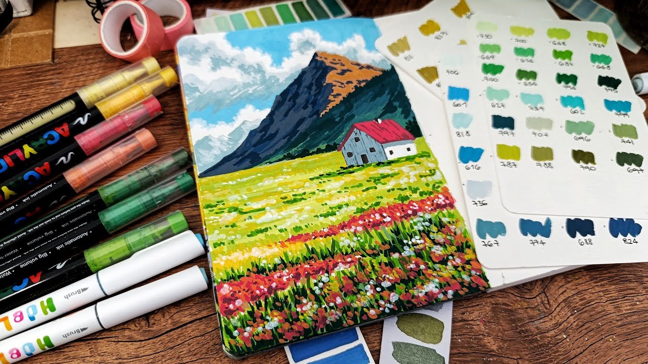Acrylic Markers Landscape | Cozy Art 