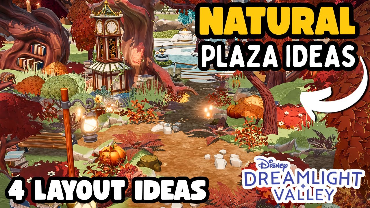 4 EASY NATURAL Plaza Ideas//Layout inspo & Multiple themes//Disney Dreamlight Valley//speed builds