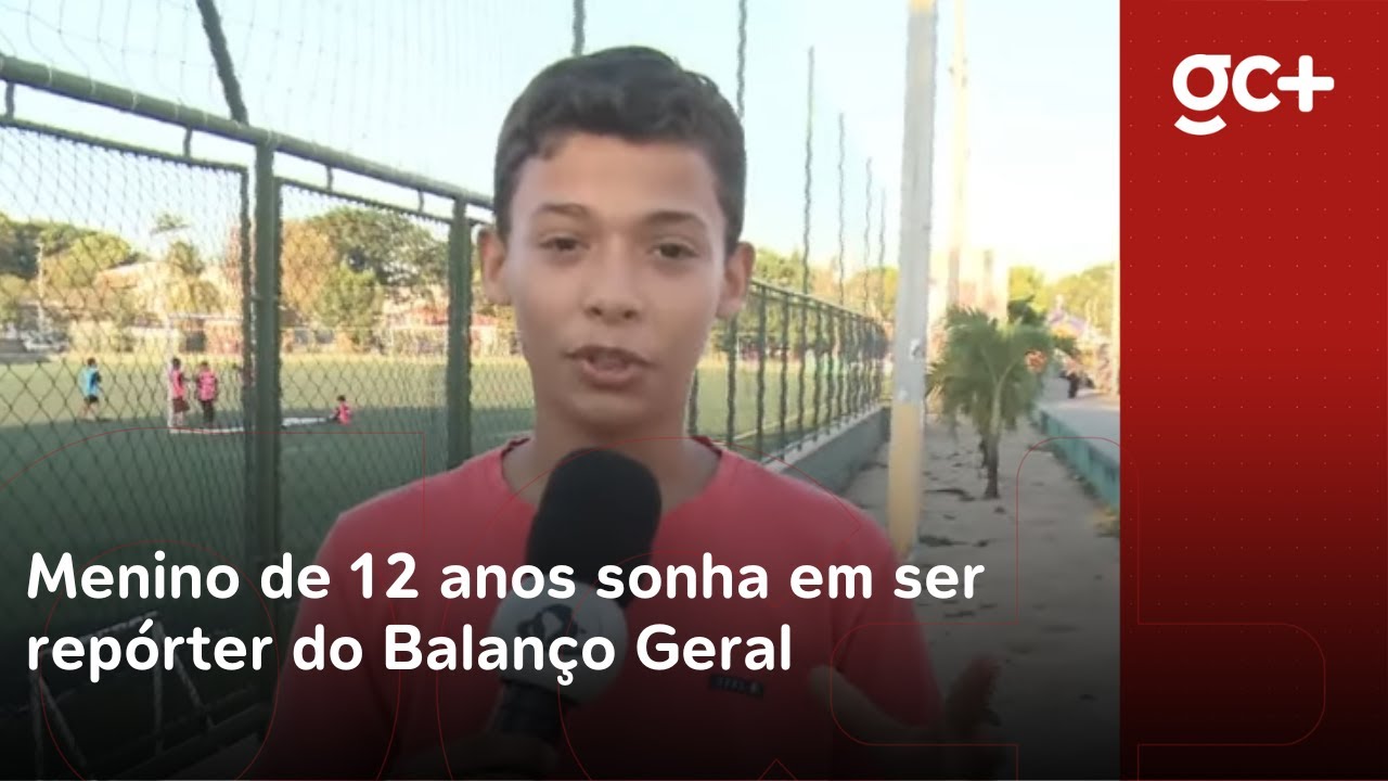 Ele é o Gabriel! Jornalista mirim: menino de 12 anos sonha em ser repórter do Balanço Geral