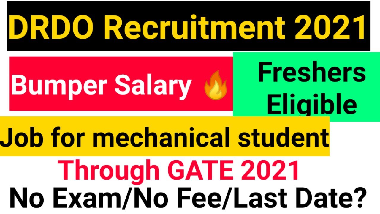 DRDO JRF 2021| Vacancies For Mechanical and Aerospace Student| Freshers Eligible| Through  Gate 2021
