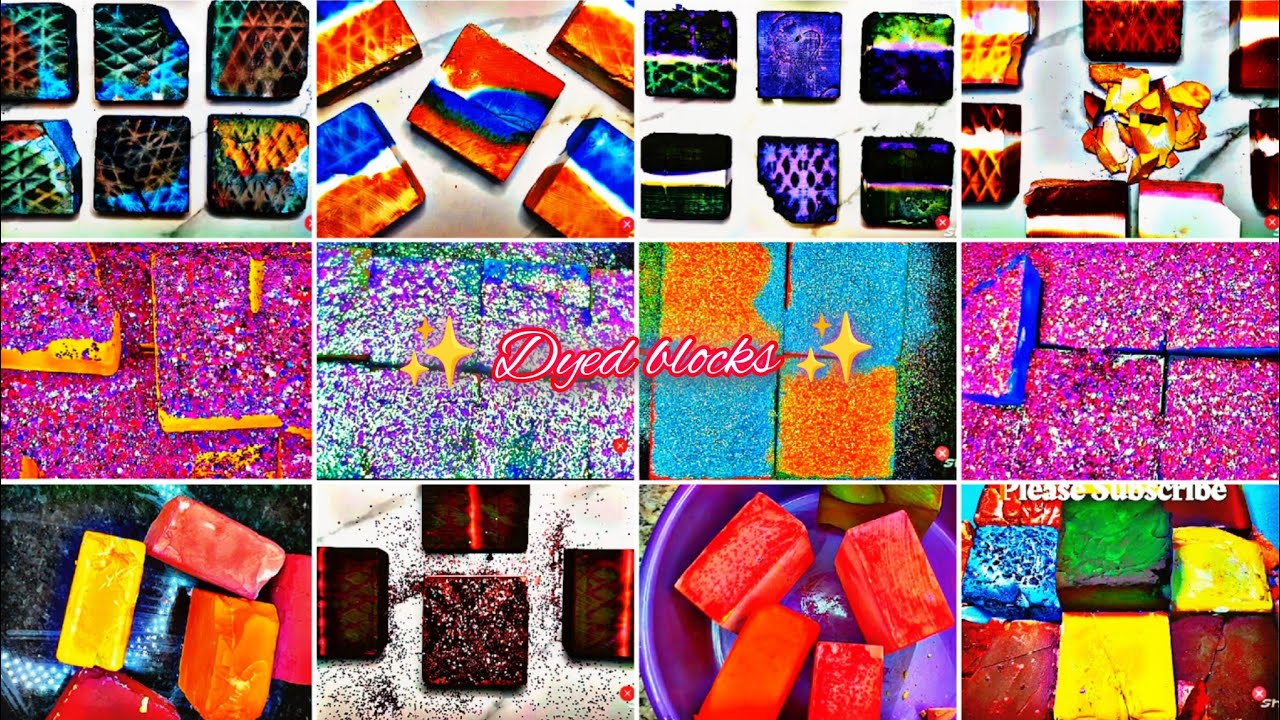 Crunchy dyed blocks 🔥 | colourful fresh dyed blocks | satisfying | edited | compilation |