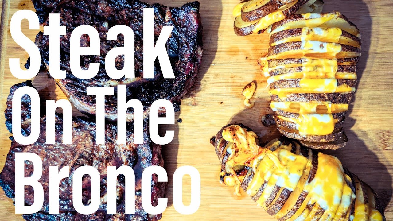 Setting the Oklahoma Joe's Bronco Up For Grilling - Grilling Two Ribeye Steaks & Hasselback Potatoes