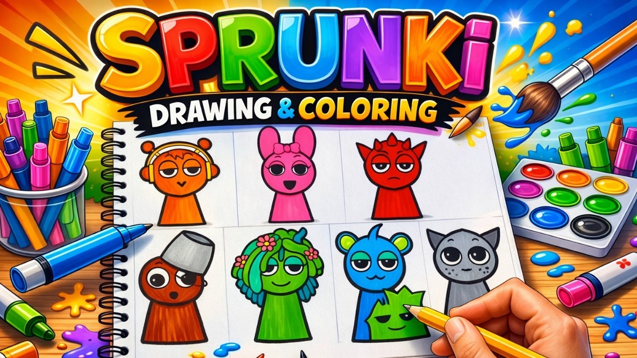 Drawing 8 Sprunky Characters | Full Drawing & Coloring Process (part 1)