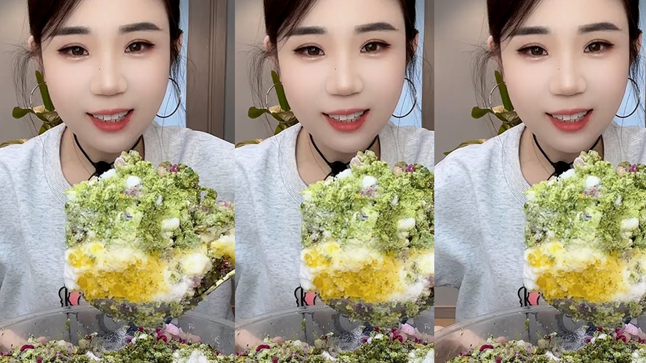 YY / ASMR ICE EATING WITH MATCHA + MILK POWDER + PASSION FRUIT #eatingice #mukbangiceeating / 洋妮儿💋冰
