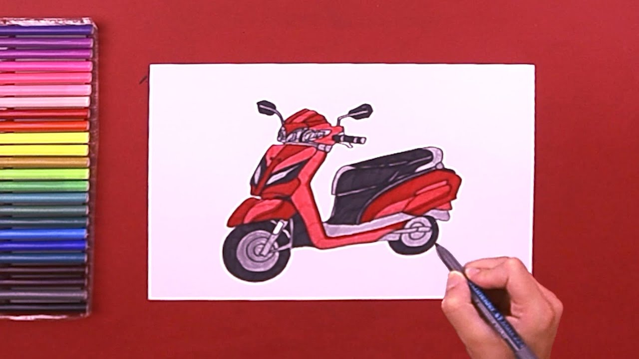Как нарисовать скутер Honda Activa