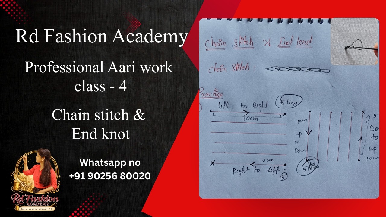 Aari work class - 4/Chain Stitch & End Knot #AariWorkTutorial #Beginner#Advanced | #RDFashionAcademy