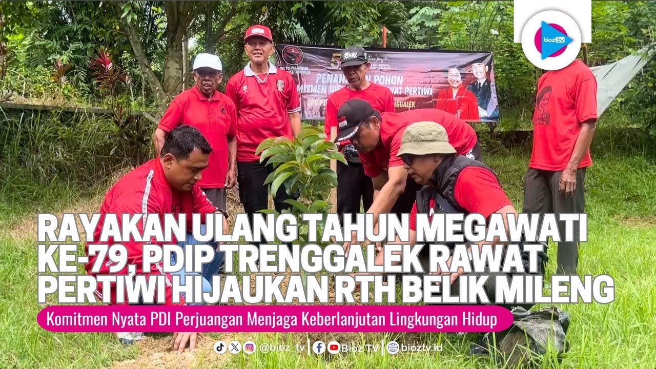 Rayakan Ulang Tahun Megawati ke 79, Kader PDIP Trenggalek Rawat Pertiwi Hijaukan RTH Belik Mileng